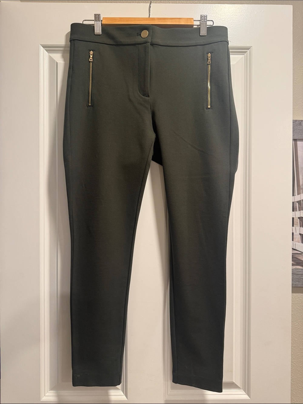 LOFT Olive Skinny Ponte Ankle Pants